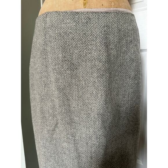 LAUREN RALPH LAUREN Pencil Skirt wool S12 Classic Herringbone Lined Career gray - Picture 9 of 13